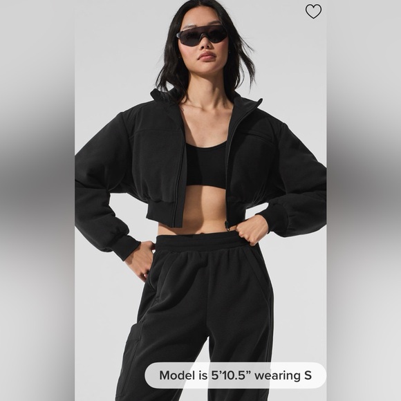 ALO Yoga Jackets & Blazers - Alo Yoga NWT Polar Fleece Cropped Wintry Mix Full Zip Jacket Black Size S